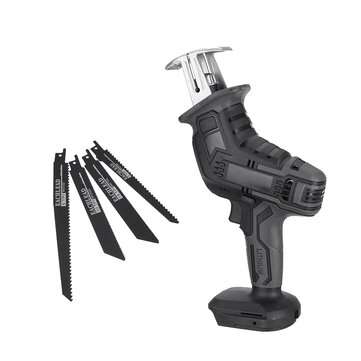Cordless Electric Reciprocating Saw Wood Saber Cutting Tool With 4X Saw Blades For... (COLOR: BLACK)