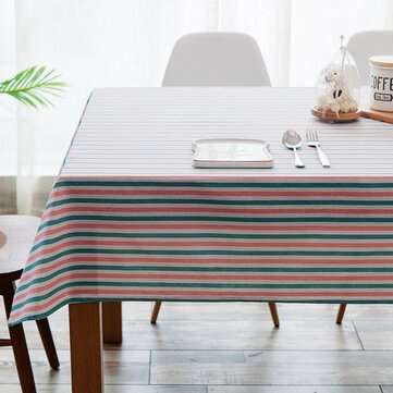 Cotton and Linen Simple Pastoral Tablecloth Geometric ... (SIZE 3: 100*140 | COLOR.: BLUEPINK)