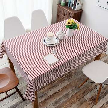 Cotton and Linen Simple Pastoral Tablecloth Geometric Tectang... (SIZE 3: 90*90 | COLOR.: RED)