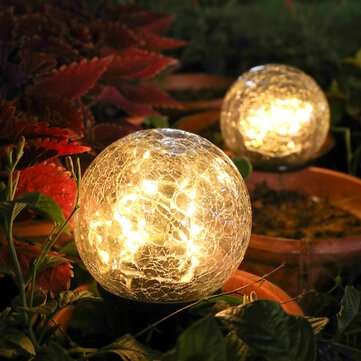 Crackle Ball-shaped LED Solar Lights Lawn Light Christmas Outdoor Ground Lamp Garden De... (SIZE: S)
