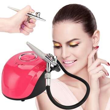 Cup Dual Action 0.2mm Nozzle Airbrush Kit Compressor with Air Brush Paint Spray To... (PLUG: EUPLUG)