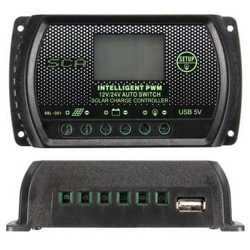 DANIU 10A 20A 30A PWM LCD USB Solar Panel Battery Regulator Charge Controller 12V 24V (AMPERE: 10A)