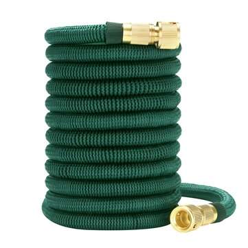 Dark Green Expandable Flexible Water Hoses Telescopic Pipe Full Copper Connector ... (LENGTH: 100FT)
