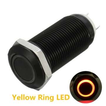 DC 12V 4 Pin 12mm Latching Switch Led Light Metal Push Button Switch (COLOR.: YELLOW)