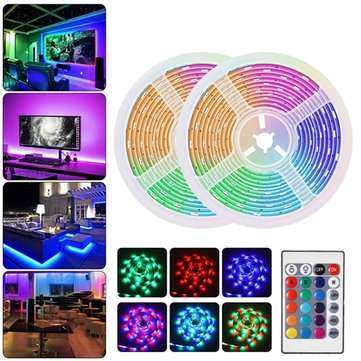 DC12V Waterproof 2M 3M 5M 10M SMD2835 RGB LED Strip Light + 24Keys Remote Control Ho... (LENGTH: 5M)