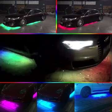 DC12V RGBW Flow LED Under Car Tube Strip Light APP Wireless Control Waterproof Underglow Body Lamp K