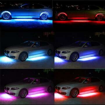 DC12V RGBW Flow LED Under Car Tube Strip Light APP Wireless Control Waterproof Underglow Body Lamp K