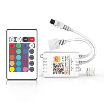 DC5-24V Tuya APP WiFi RGB LED Strip Light Controller with 24Keys IR Remote Control Work with Amazon