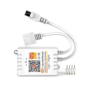 DC5-24V Tuya APP WiFi RGB LED Strip Light Controller with 24Keys IR Remote Control Work with Amazon