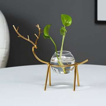 Desktop Hydroponic Vase Flowerpot Decoration Fresh Desktop Small Fi... (TYPE: B5PCS | COLOR: GOLDEN)