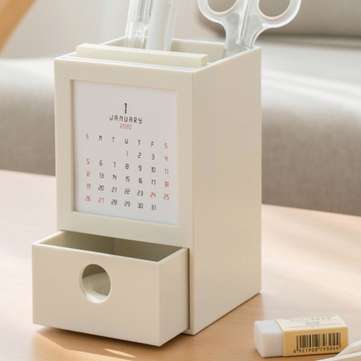 Desktop Organizer Multi-Functional Pen Holder with Diary Home Office Supplies Sto... (COLOR.: WHITE)