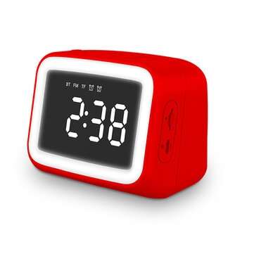 Digital Alarm Clock FM Radio Wireless bluetooth 5.0 LED Mirror With Speaker (COLOR.: BLACK)