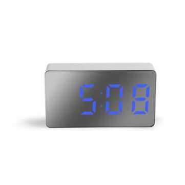 Digital USB LED Alarm Clock Mirror Snooze Display Time Night LCD Light Table Deskto... (COLOR: BLUE)
