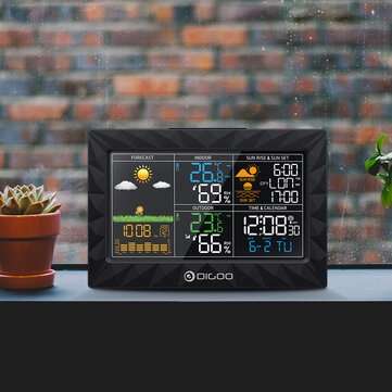DIGOO DG-TH8988 3CH LCD Color Weather Station + Outdoor Remote Sensor Thermometer Humidity Snooze Cl