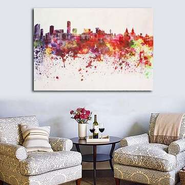 DIY Art Painting Color City Building Painting Canvas Decor Home Decoration Wall Pictures Living Room