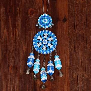 DIY Dream Catcher Windbell Kit Perler 5mm Fuse Beads Kid Craft Toy Decor (COLOR.: BLUEWHITE)