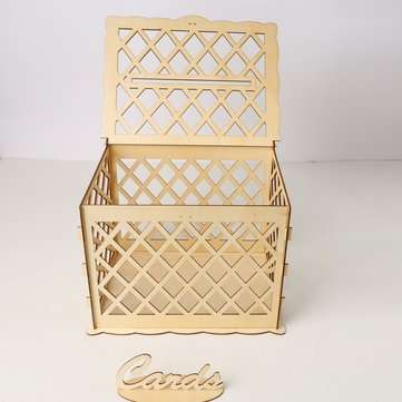 DIY Rustic Wooden Card Box Wedding Wishing Box Lock Gift Wedding Party Favor