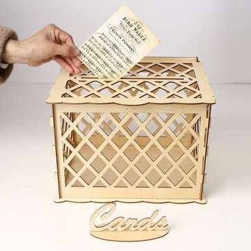DIY Rustic Wooden Card Box Wedding Wishing Box Lock Gift Wedding Party Favor