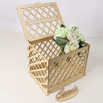 DIY Rustic Wooden Card Box Wedding Wishing Box Lock Gift Wedding Party Favor