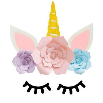 DIY Unicorn Paper Flowers Kit with Glitter Horn Ears Eyelashes Room Decor Party Suppl... (STYLE: #3)