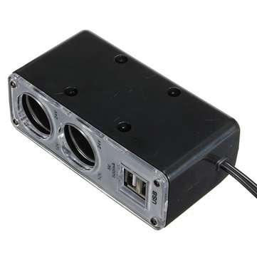 Double USB Port 2 Way Car Cigarette Lighter Socket Splitter Charger