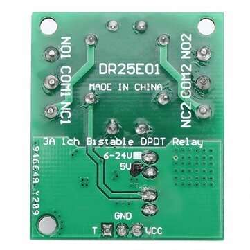 DR25E01 DC 6-24V 3-5A Flip-Flop Latch DPDT Relay Module Bistable Self-locking Switch Low Pulse Trigg