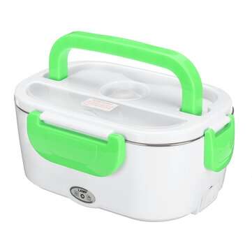 Dual Use Car+EU Plug Stainless Steel Food Warmer Electric Lunch Bo... (PLUG: EUPLUG | COLOR.: GREEN)