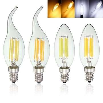 E14 6W Pure White Warm White COB Edison Filament Candle Ligh... (COLOR.: WARMWHITE | STYLE: BUTTONS)