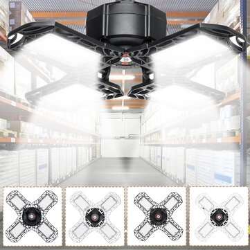 E26 E27 80W 100W E27 LED Bulb Four-Leaves Shop Garage Light Deformab... (POWER: 80W | COLOR: SILVER)