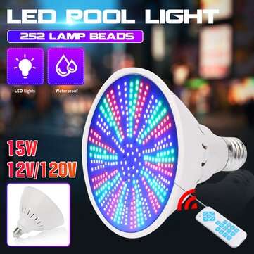 E27 15W 252LED Underwater Light RGB Swimming Pool Lamp  Waterproof with Remote Con... (VOLTAGE: 12V)