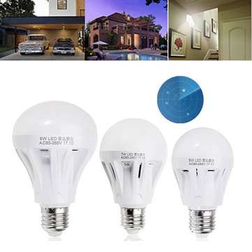 E27 5W 7W 9W SMD5730 Pure White Radar Sensor Light Control LED Bulb for Porch AC85-265V (WATT: 9W)