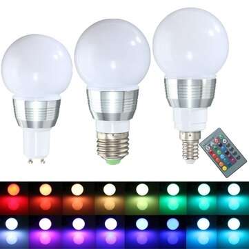 E27 E14 GU10 3W Dimmable Remote Control RGB Color Change LED Lamp Light Bulb 85-265V  (TYPE: E27)