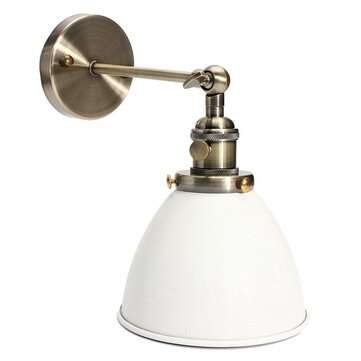 E27 Vintage Antique Industrial Bowl Sconce Loft Rustic Stair Wall Lamp Light Fixt... (COLOR.: WHITE)