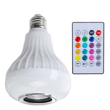 E27 RGBW LED Wireless bluetooth Smart Music Light Bulb Speaker Remote Control (TYPE: WITHREMOTE)