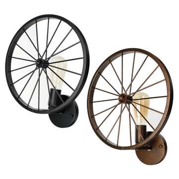 E27 Vintage Industrial Wheel Wall Light Home Bar Sconce Lamp Corridor Fixture (COLOR.: RUST)