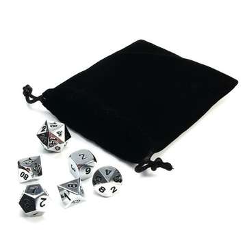 ECUBEE Antique Color Solid Metal Polyhedral Dice Role Playing RPG 7 Dice Set With Bag (COLOR.: #2)
