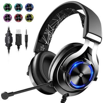 EKSA E3000 Gamer Headset Over Ear Gaming Headphone 3.5mm Double Jack With Rotate M... (COLOR: BLACK)