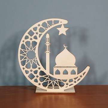 EID Mubarak Wooden Pendant without LED Candles Light Ramadan Decorations For Home I... (TYPE: TYPEB)