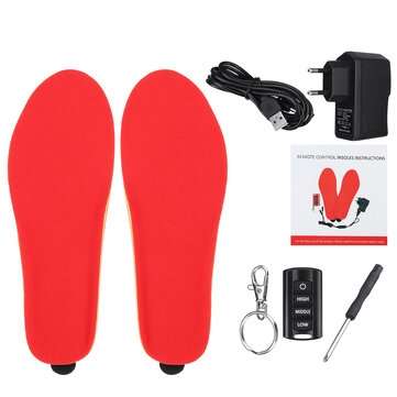 Electric Heating Insoles Warm Shoe Socks Feet Heater USB Foot Winter Warm... (SIZE: S | COLOR.: RED)