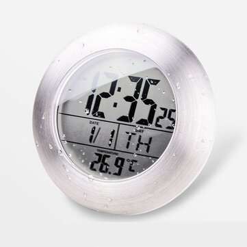Emate Bathroom Waterproof Temparture Sensor Electronic Digital Clock With Sucker A... (SHAPE: ROUND)