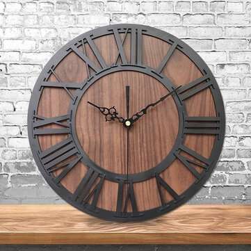 Emoyo ECY016 Wooden Craft Roman Digital Wall Clock For Home Office Decorations (COLOR.: BLACK)