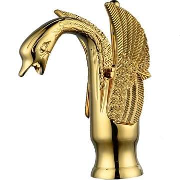 European Swan Antique Bathroom Basin Faucet Hot & Cold Water Mixer Tap Single Handle Copper Deck Mou