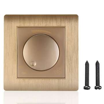 Excellway AC 110~250V 86 Model Wall Switch Light Round Panel Dimmer Switch (COLOR.: GOLD)
