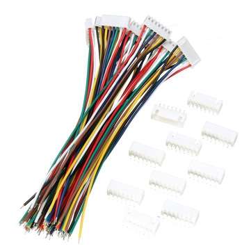 Excellway 10 Sets Mini Micro JST XH2.54mm 7 Pin Connector Plug Socket Wire Cable 150mm