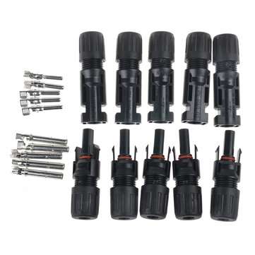 Excellway 5 Pairs PV Solar Panel Cable MC4 Connectors Male & Female Waterproof IP67 for Photovolta