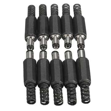 Excellway JP02 10Pcs 5.5x2.1mm DC Power Male Solder Barrel Tip Plug Jack Connector