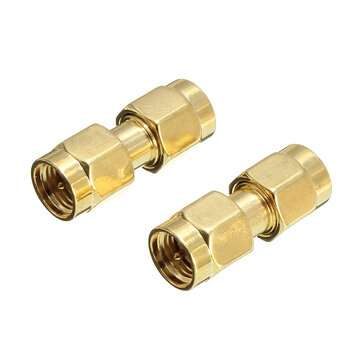 Excellway CA01 2Pcs Copper SMA Male To SMA Male Plug RF Coaxial Adapter Connector