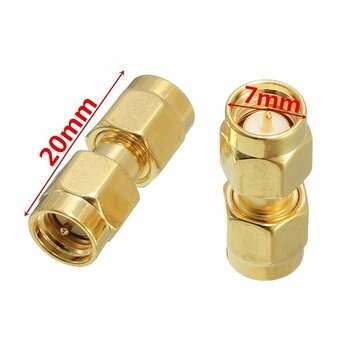 Excellway CA01 2Pcs Copper SMA Male To SMA Male Plug RF Coaxial Adapter Connector