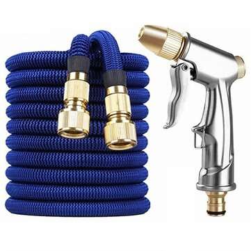 Expandable Garden Hose Pipe Reel Reinforced with Solid Brass Nozzle (LENGTH: 5M)