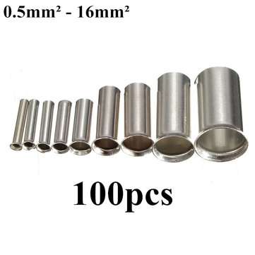 Excellway BC01 100 Pcs Naked Insulated Tube Terminal Block Cord End Terminal (SIZE: 10.0MM2)